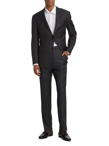 Emporio Armani Men's G-Line Super 130s Wool Two-Button Slim-Fit Suit - Charcoal | Thumbnail 2 Emporio Armani Men's G-Line Super 130s Wool Two-Button Slim-Fit Suit - Charcoal | Thumbnail 2