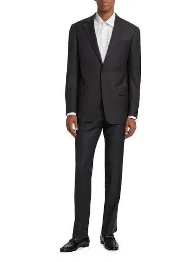 Emporio Armani Men's G-Line Super 130s Wool Two-Button Slim-Fit Suit - Charcoal | Thumbnail 3 Emporio Armani Men's G-Line Super 130s Wool Two-Button Slim-Fit Suit - Charcoal | Thumbnail 3