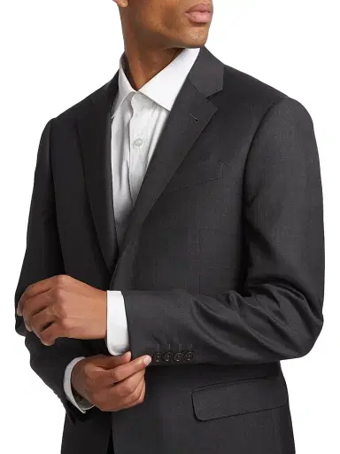 Emporio Armani Men's G-Line Super 130s Wool Two-Button Slim-Fit Suit - Charcoal | Thumbnail 6 Emporio Armani Men's G-Line Super 130s Wool Two-Button Slim-Fit Suit - Charcoal | Thumbnail 6