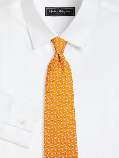 FERRAGAMO Men's Vanda Silk Fish Ball Tie - Orange | Thumbnail 2 FERRAGAMO Men's Vanda Silk Fish Ball Tie - Orange | Thumbnail 2