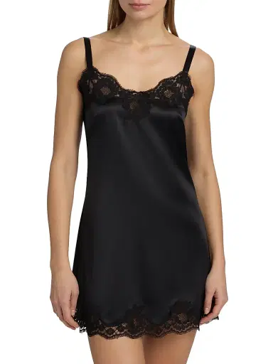 Dolce & Gabbana Women's Lace-Trimmed Silk Satin Nightgown - Nero | Thumbnail 3 Dolce & Gabbana Women's Lace-Trimmed Silk Satin Nightgown - Nero | Thumbnail 3