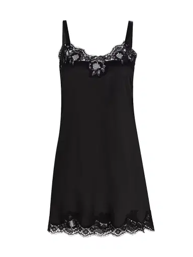 Dolce & Gabbana Women's Lace-Trimmed Silk Satin Nightgown - Nero | Thumbnail 1 Dolce & Gabbana Women's Lace-Trimmed Silk Satin Nightgown - Nero | Thumbnail 1