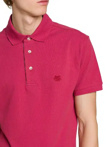 Etro Men's Piqué Cotton Polo Top - Dark Red | Thumbnail 6 Etro Men's Piqué Cotton Polo Top - Dark Red | Thumbnail 6