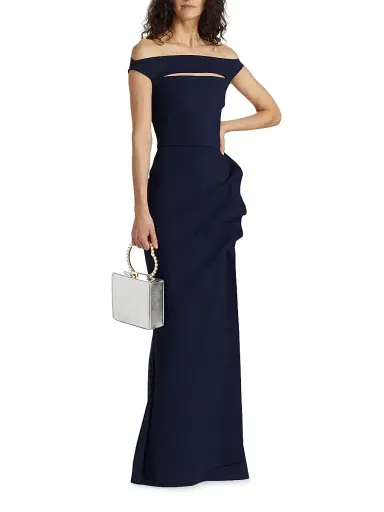 Chiara Boni La Petite Robe Women's Melania Off-The-Shoulder Gown - Cobalt - Size 16 | Thumbnail 2 Chiara Boni La Petite Robe Women's Melania Off-The-Shoulder Gown - Cobalt - Size 16 | Thumbnail 2