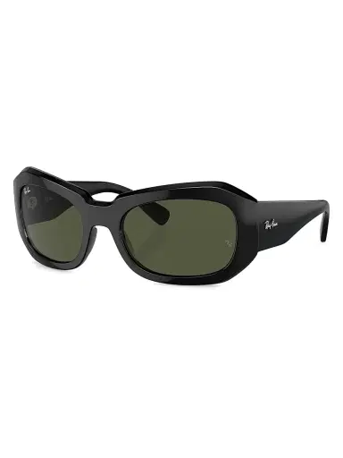 Ray-Ban Women's Beate Pillow 56MM Wrap Sunglasses - Black Dark Green | Thumbnail 1 Ray-Ban Women's Beate Pillow 56MM Wrap Sunglasses - Black Dark Green | Thumbnail 1