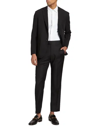 Emporio Armani Men's Wool Tuxedo Pants - Black - Size 44 | Thumbnail 2 Emporio Armani Men's Wool Tuxedo Pants - Black - Size 44 | Thumbnail 2
