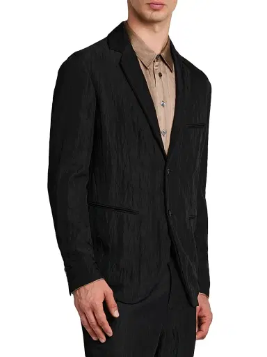 Giorgio Armani Men's Crinkle Texture Soft Blazer - Anthracite | Thumbnail 4 Giorgio Armani Men's Crinkle Texture Soft Blazer - Anthracite | Thumbnail 4