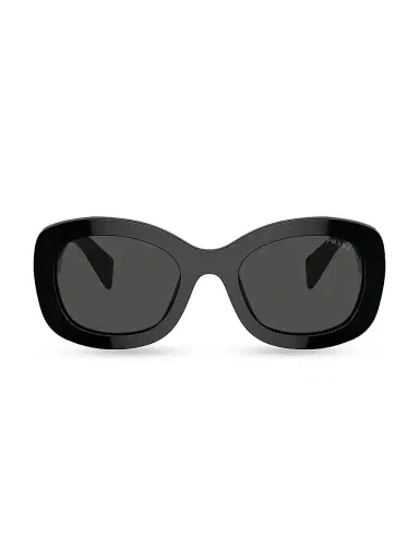 Prada Women's 55MM Oval Sunglasses - Black Dark Grey | Thumbnail 2 Prada Women's 55MM Oval Sunglasses - Black Dark Grey | Thumbnail 2