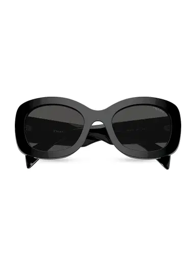 Prada Women's 55MM Oval Sunglasses - Black Dark Grey | Thumbnail 5 Prada Women's 55MM Oval Sunglasses - Black Dark Grey | Thumbnail 5