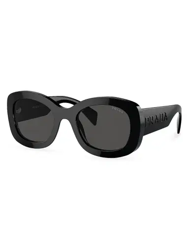 Prada Women's 55MM Oval Sunglasses - Black Dark Grey | Thumbnail 1 Prada Women's 55MM Oval Sunglasses - Black Dark Grey | Thumbnail 1