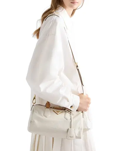 Prada Women's Small Leather Top-Handle Bag - White | Thumbnail 3 Prada Women's Small Leather Top-Handle Bag - White | Thumbnail 3