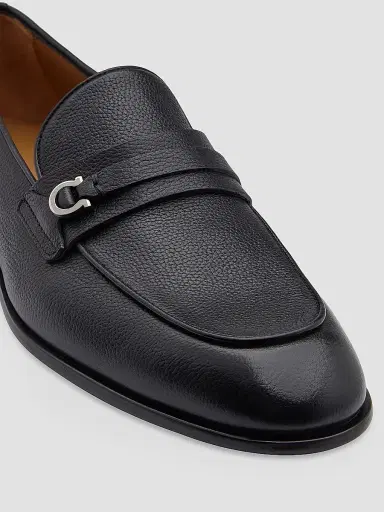 FERRAGAMO Men's Desio Leather Gancio Penny Loafers - Nero Leather | Thumbnail 3 FERRAGAMO Men's Desio Leather Gancio Penny Loafers - Nero Leather | Thumbnail 3
