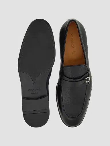 FERRAGAMO Men's Desio Leather Gancio Penny Loafers - Nero Leather | Thumbnail 5 FERRAGAMO Men's Desio Leather Gancio Penny Loafers - Nero Leather | Thumbnail 5