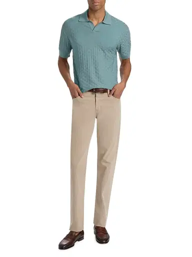 Emporio Armani Men's Tonal Basketweave Wool Sweater - Teal | Thumbnail 2 Emporio Armani Men's Tonal Basketweave Wool Sweater - Teal | Thumbnail 2