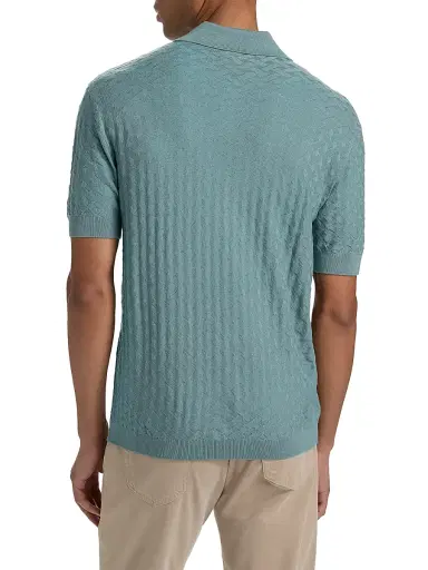 Emporio Armani Men's Tonal Basketweave Wool Sweater - Teal | Thumbnail 5 Emporio Armani Men's Tonal Basketweave Wool Sweater - Teal | Thumbnail 5