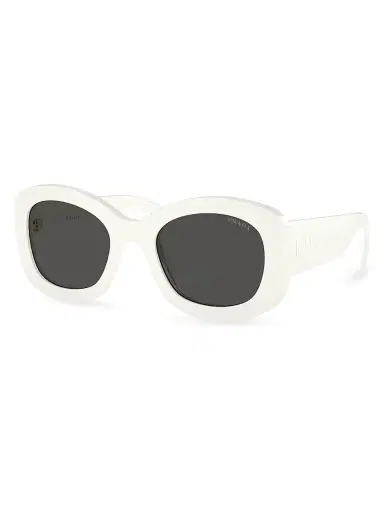 Prada Women's 55MM Oval Sunglasses - White Dark Grey | Thumbnail 1 Prada Women's 55MM Oval Sunglasses - White Dark Grey | Thumbnail 1