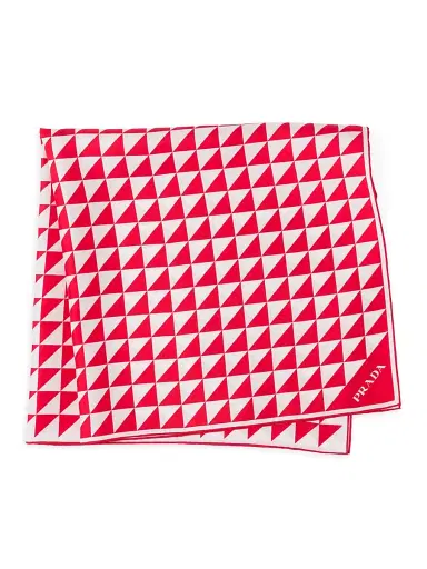 Prada Women's Printed Silk Twill Scarf 90x90 - Red | Thumbnail 2 Prada Women's Printed Silk Twill Scarf 90x90 - Red | Thumbnail 2
