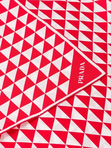 Prada Women's Printed Silk Twill Scarf 90x90 - Red | Thumbnail 3 Prada Women's Printed Silk Twill Scarf 90x90 - Red | Thumbnail 3