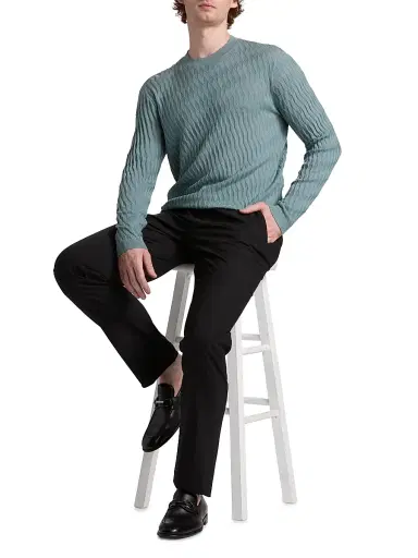 Emporio Armani Men's Diamond Virgin Wool Sweater - Teal | Thumbnail 2 Emporio Armani Men's Diamond Virgin Wool Sweater - Teal | Thumbnail 2