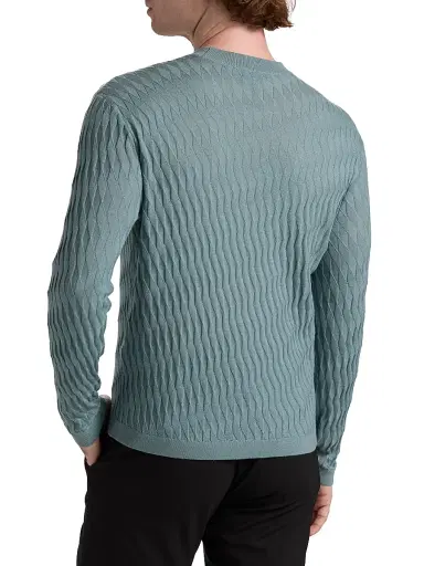 Emporio Armani Men's Diamond Virgin Wool Sweater - Teal | Thumbnail 5 Emporio Armani Men's Diamond Virgin Wool Sweater - Teal | Thumbnail 5
