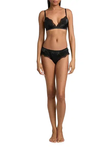 Dolce & Gabbana Women's Lace-Trimmed Silk Bra - Nero | Thumbnail 2 Dolce & Gabbana Women's Lace-Trimmed Silk Bra - Nero | Thumbnail 2