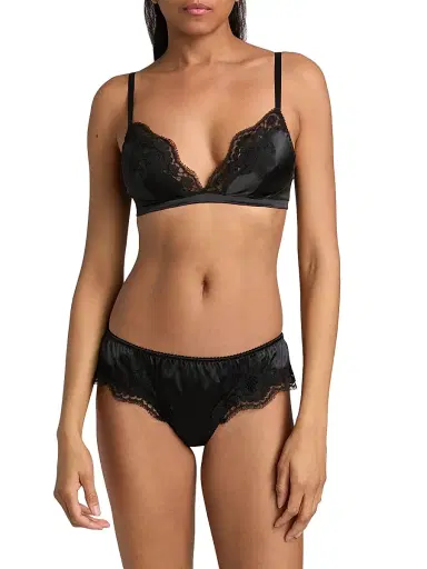Dolce & Gabbana Women's Lace-Trimmed Silk Bra - Nero | Thumbnail 3 Dolce & Gabbana Women's Lace-Trimmed Silk Bra - Nero | Thumbnail 3