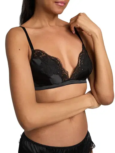 Dolce & Gabbana Women's Lace-Trimmed Silk Bra - Nero | Thumbnail 5 Dolce & Gabbana Women's Lace-Trimmed Silk Bra - Nero | Thumbnail 5