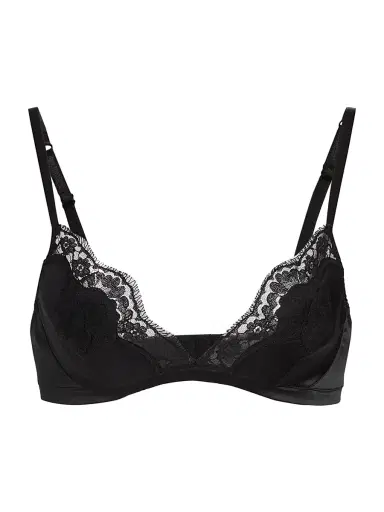 Dolce & Gabbana Women's Lace-Trimmed Silk Bra - Nero | Thumbnail 1 Dolce & Gabbana Women's Lace-Trimmed Silk Bra - Nero | Thumbnail 1