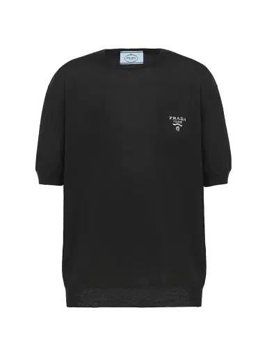 Prada Women's Cashmere Crew-Neck Sweater - Black | Thumbnail 1 Prada Women's Cashmere Crew-Neck Sweater - Black | Thumbnail 1