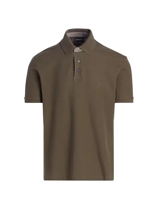 Men's Rib-Knit Trim Cotton Polo Shirt - Mud Men's Rib-Knit Trim Cotton Polo Shirt - Mud