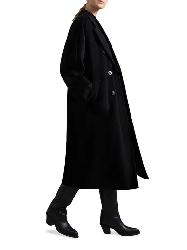 Max Mara Women's 101801 Icon Madame Wool Cashmere Double-Breasted Coat - Black - Size 10 | Thumbnail 3 Max Mara Women's 101801 Icon Madame Wool Cashmere Double-Breasted Coat - Black - Size 10 | Thumbnail 3