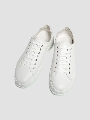 Ferragamo Men's Clayton Leather Low-Top Sneakers - Bianco Ottico - Size 13 | Thumbnail 4 Ferragamo Men's Clayton Leather Low-Top Sneakers - Bianco Ottico - Size 13 | Thumbnail 4