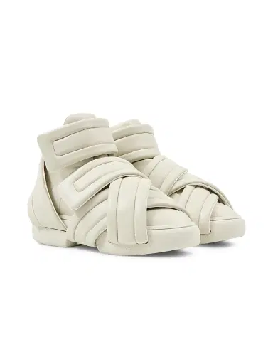 Maison Margiela Men's Future Show Leather High-Top Sneakers - Oyster Gray | Thumbnail 2 Maison Margiela Men's Future Show Leather High-Top Sneakers - Oyster Gray | Thumbnail 2