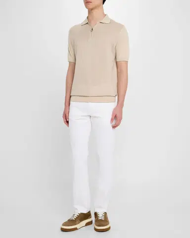 Stefano Ricci Men 's Short-Sleeve Quarter-Zip Polo Sweater | Thumbnail 2 Stefano Ricci Men 's Short-Sleeve Quarter-Zip Polo Sweater | Thumbnail 2