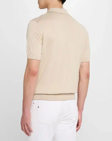 Stefano Ricci Men 's Short-Sleeve Quarter-Zip Polo Sweater | Thumbnail 3 Stefano Ricci Men 's Short-Sleeve Quarter-Zip Polo Sweater | Thumbnail 3