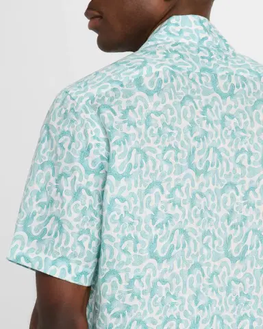 Isaia Men's Linen Coral-Print Camp Shirt | Thumbnail 5 Isaia Men's Linen Coral-Print Camp Shirt | Thumbnail 5