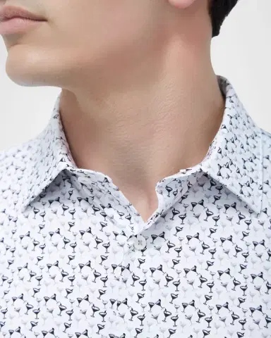 Bugatchi Men's OoohCotton James Cocktail-Print Sport Shirt | Thumbnail 5 Bugatchi Men's OoohCotton James Cocktail-Print Sport Shirt | Thumbnail 5