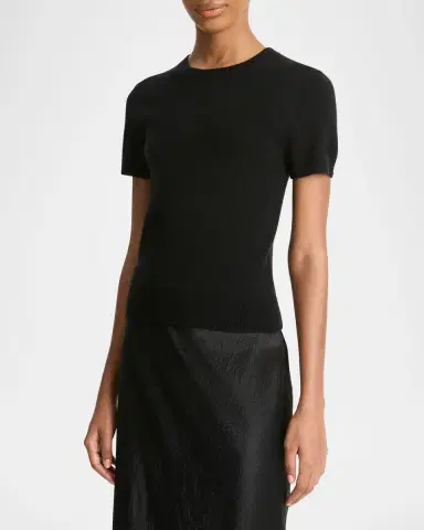 Vince Short-Sleeve Cashmere-Blend Tee | Thumbnail 4 Vince Short-Sleeve Cashmere-Blend Tee | Thumbnail 4