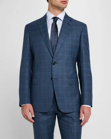 Giorgio Armani Men 's Blurred Windowpane 240G Suit | Thumbnail 4 Giorgio Armani Men 's Blurred Windowpane 240G Suit | Thumbnail 4