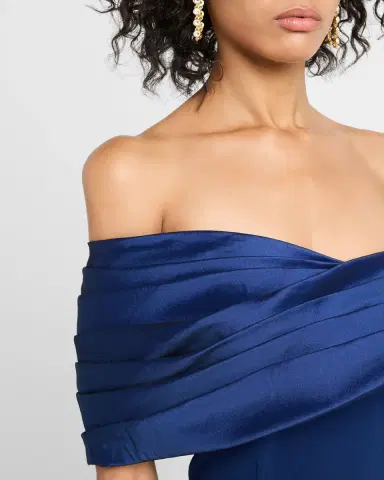Tadashi Shoji Off-Shoulder A-Line Crepe & Taffeta Gown | Thumbnail 6 Tadashi Shoji Off-Shoulder A-Line Crepe & Taffeta Gown | Thumbnail 6