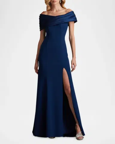 Tadashi Shoji Off-Shoulder A-Line Crepe & Taffeta Gown | Thumbnail 7 Tadashi Shoji Off-Shoulder A-Line Crepe & Taffeta Gown | Thumbnail 7