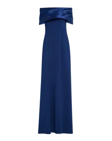 Tadashi Shoji Off-Shoulder A-Line Crepe & Taffeta Gown | Thumbnail 1 Tadashi Shoji Off-Shoulder A-Line Crepe & Taffeta Gown | Thumbnail 1