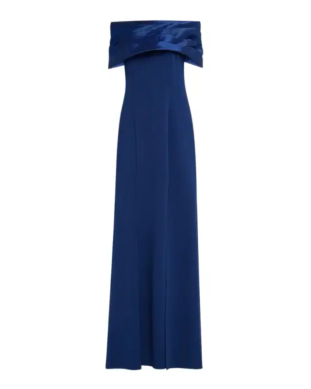 Off-Shoulder A-Line Crepe & Taffeta Gown Off-Shoulder A-Line Crepe & Taffeta Gown