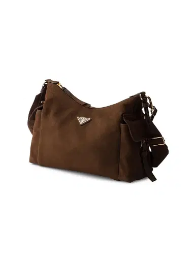 Prada Women's Large Explore Suede Shoulder Bag - Dark Brown | Thumbnail 2 Prada Women's Large Explore Suede Shoulder Bag - Dark Brown | Thumbnail 2