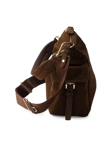 Prada Women's Large Explore Suede Shoulder Bag - Dark Brown | Thumbnail 4 Prada Women's Large Explore Suede Shoulder Bag - Dark Brown | Thumbnail 4