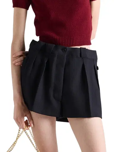 Prada Women's Chevron Wool Shorts - Blue | Thumbnail 2 Prada Women's Chevron Wool Shorts - Blue | Thumbnail 2