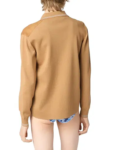 Miu Miu Women's Wool and Suede Shirt - Brown | Thumbnail 3 Miu Miu Women's Wool and Suede Shirt - Brown | Thumbnail 3
