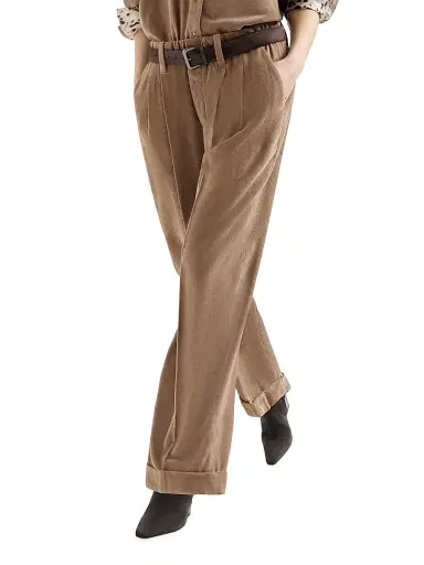 Brunello Cucinelli Women's Fluid Corduroy Baggy Sartorial Trousers - Espresso | Thumbnail 3 Brunello Cucinelli Women's Fluid Corduroy Baggy Sartorial Trousers - Espresso | Thumbnail 3