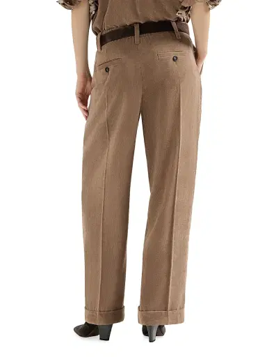 Brunello Cucinelli Women's Fluid Corduroy Baggy Sartorial Trousers - Espresso | Thumbnail 4 Brunello Cucinelli Women's Fluid Corduroy Baggy Sartorial Trousers - Espresso | Thumbnail 4