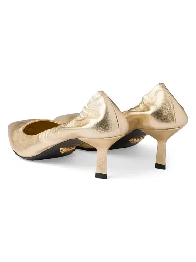 Prada Women's Mordoré Nappa Leather Pumps - Gold | Thumbnail 2 Prada Women's Mordoré Nappa Leather Pumps - Gold | Thumbnail 2